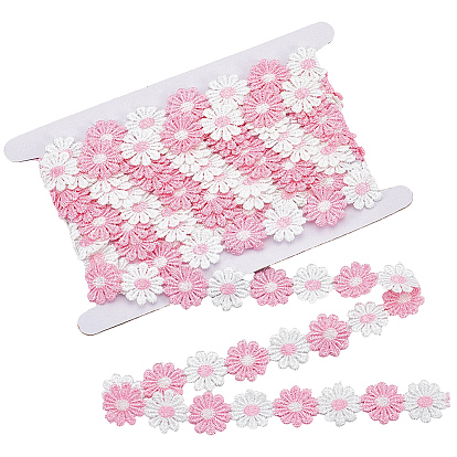 Полиэстеровая лента с вышивкой в виде ромашек, с картонной карточкой