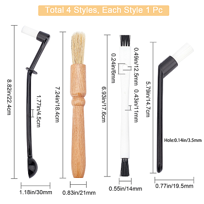 Gorgecraft 4Pcs 4 Style Nylon & Wood Brush Cleaning Tool, with Wood & Plastic Handle, for Coffee Machines Cleaning