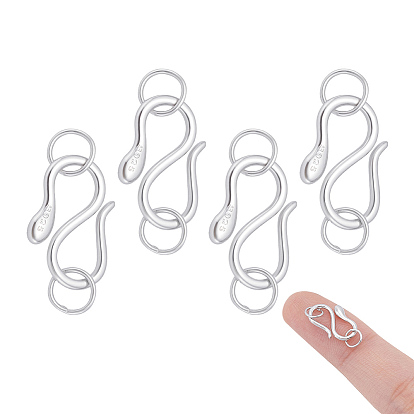 4 шт. 925 застежки S-образной формы из стерлингового серебра, змея