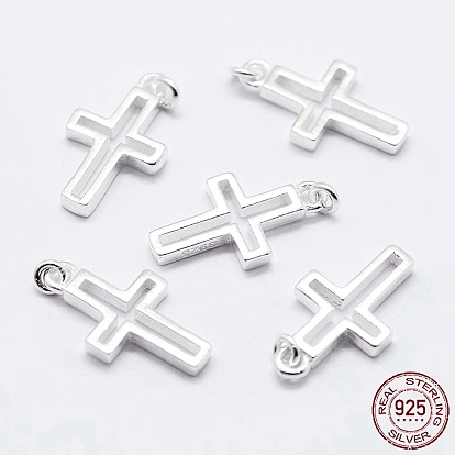 925 Sterling Silver Pendants, Cross Charms, with 925 Stamp