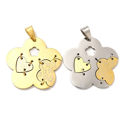 Ion Plating(IP) 304 Stainless Steel Pendants, Flower Charms