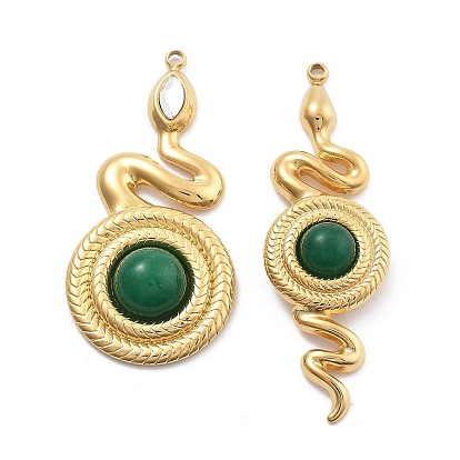 Подвески из натурального нефрита Хэтян, 304 прелести нержавеющей стали змей, вакуумное покрытие pvd