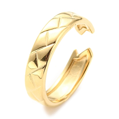 304 Stainless Steel Grooved Open Cuff Ring for Women