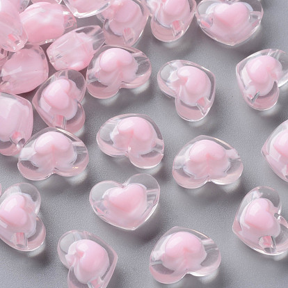 Transparent Acrylic Beads, Bead in Bead, Heart