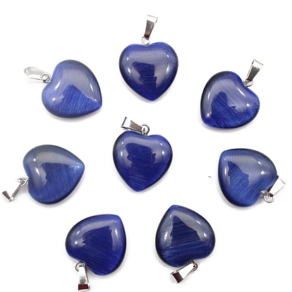Natural Cat Eye Pendants, Heart Shaped