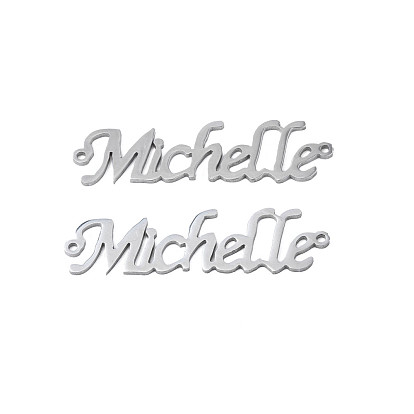 304 Stainless Steel Connector Charms, Word Michelle