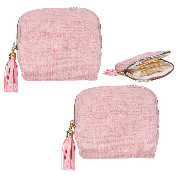 Бархатные мешочки для хранения ювелирных изделий на молнии с кисточкой, прямоугольные