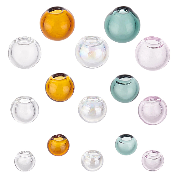 15шт 15 стили бусины-шарики из дутого стекла ручной работы, для изготовления прозрачной стеклянной бутылки / колокольчика, круглые
