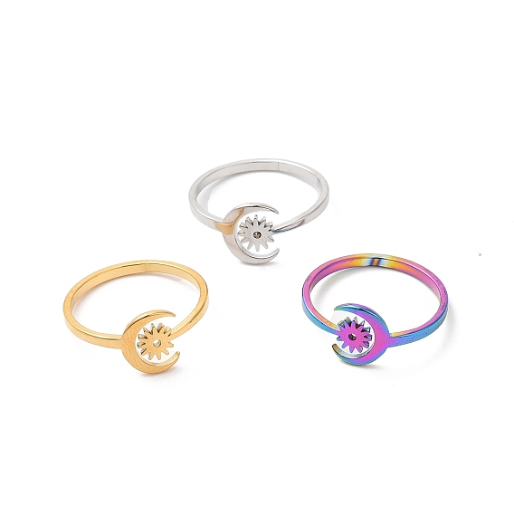 304 открытая манжета из нержавеющей стали с луной и солнцем для женщин