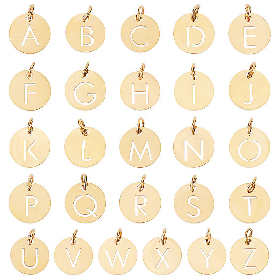 26 шт 26 стиль 304 подвески из нержавеющей стали, плоский круглый с буквой a`z