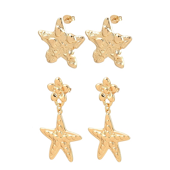 304 из нержавеющей стали серьги, текстурированная морская звезда
