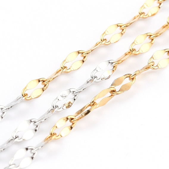Two Tone 304 Stainless Steel Dapped Chains, Soldered, with Spool