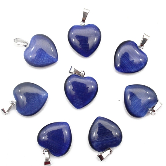 Natural Cat Eye Pendants, Heart Shaped