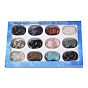 Natural & Synthetic Mixed Gemstone Pig Figurines Set, Ornament for Home Office Desktop Decoration, with Paper Gift Box, Mixed Dyed and Undyed