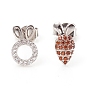 Brass Micro Pave Cubic Zirconia Stud Earrings, Asymmetrical Earrings, with Earring Backs and 925 Sterling Silver Pins, Rabbit and Carrot