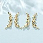 Brass Pave Cubic Zirconia Stud Crawler Earrings, Dolphin, Real 18K Gold Plated, Cadmium Free & Lead Free, Long-Lasting Plated, Rack Plating
