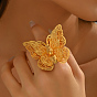 Полые двойные бабочки металлические открытые манжеты кольца для женщин