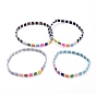 Rectangle Glass Seed Beads Stretch Bracelets, Mixed Style