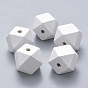 Painted Natural Wood European Beads, Large Hole Beads, Polygon