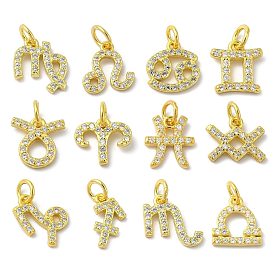 925 Sterling Silver Charms, with Clear Cubic Zirconia, Constellation, Golden