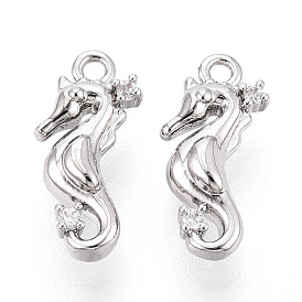 Латунные микропаве прозрачные кубические циркониевые подвески, без кадмия, без никеля и без свинца, морской конек