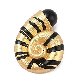 Conch Shell Shaped Alloy Black Enamel Pins Brooches