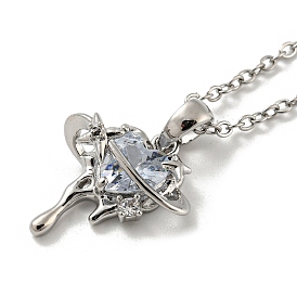Planet & Heart Glass Pendants, Brass Chain Necklace