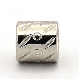 201 Stainless Steel Beads, Large Hole Column Beads, 10x10mm, Hole: 6mm
