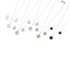 304 ensembles de bijoux en zirconium cubique en acier inoxydable, boucles d'oreilles pendantes et pendentif colliers, avec des chaînes du câble et fermoirs pince de homard, losange