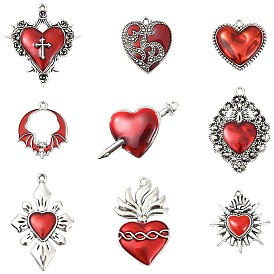 36 шт 9 стили подвески из сплава эмали, стойки покрытие, без кадмия, без никеля и без свинца, сердце
