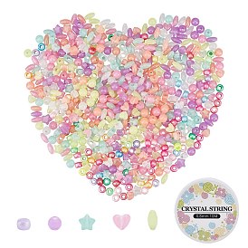 DIY Children's Day Gift Stretch Bracelets Making Kits, include Plastic Beads and Elastic Crystal Thread, Mixed Shapes
