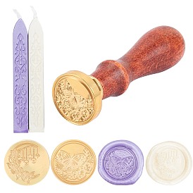 CRASPIRE DIY Stamp Making Kits, Including Beech Wood Handle, Beech Wood Handle, Brass Wax Seal Stamp Head, Sealing Wax Sticks