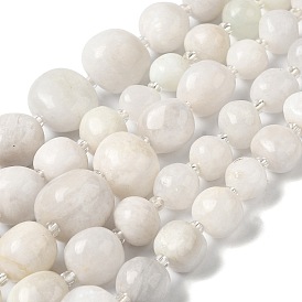 Natural White Moonstone Beads Strands, with Seed Beads, Nuggets, Tumbled Stone