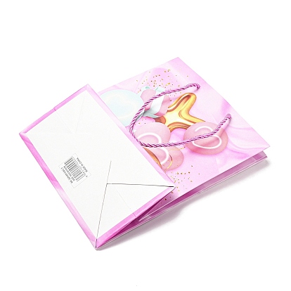 4 Colors Valentine's Day Love Paper Gift Bags, Rectangle Shopping Bags, Wedding Gift Bags with Handles, Mixed Color