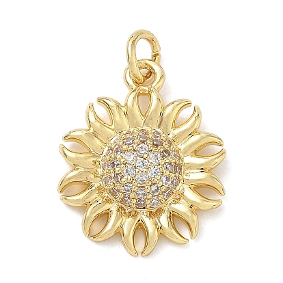 Латунные микро проложить кубического циркония подвески, прелести подсолнуха, с целью перехода в кольце, долговечный, без кадмия и без свинца