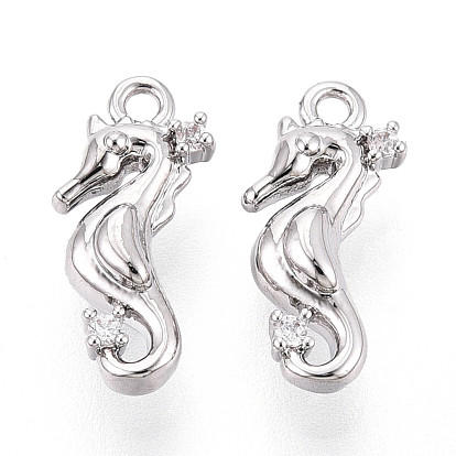 Латунные микропаве прозрачные кубические циркониевые подвески, без кадмия, без никеля и без свинца, морской конек