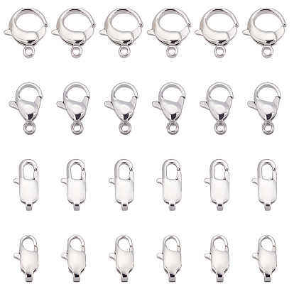 24 pcs 4 styles 304 fermoirs à pince de homard en acier inoxydable, fermoirs à gâchette de perroquet