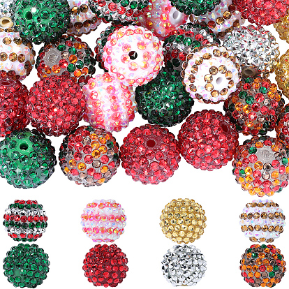 40 шт. 8 цвета круглые бусины из смоляных страз с рождественской тематикой, с акрилом внутри, бусины из жевательной резинки для ручек с бусинами, брелки, ювелирные изделия и ремесла