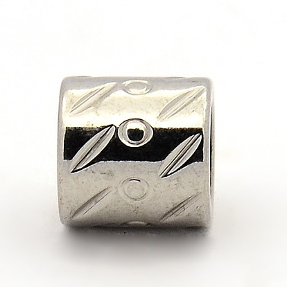201 Stainless Steel Beads, Large Hole Column Beads, 10x10mm, Hole: 6mm