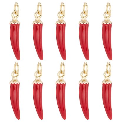 10 кулоны латунные эмалевые шт., с целью перехода в кольце, реальный 18 k позолоченный, долговечный, без кадмия и без свинца, чили очарование, стойки покрытие