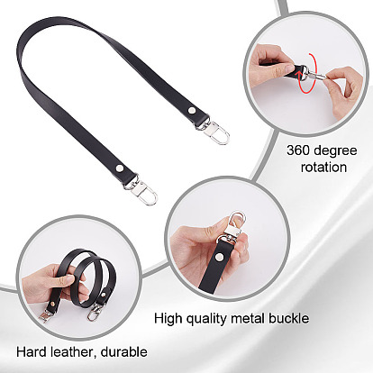 Cowhide Leather Bag Handles, with Alloy Swivel Clasps, for Bag Replacement Accessories