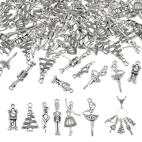 120Pcs 6 Styles Nutcracker Ballet Tibetan Style Alloy Pendants