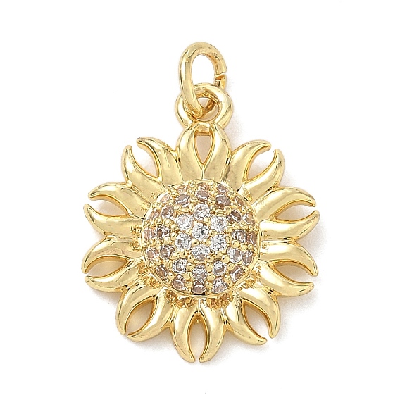 Латунные микро проложить кубического циркония подвески, прелести подсолнуха, с целью перехода в кольце, долговечный, без кадмия и без свинца