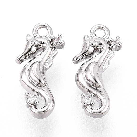 Латунные микропаве прозрачные кубические циркониевые подвески, без кадмия, без никеля и без свинца, морской конек