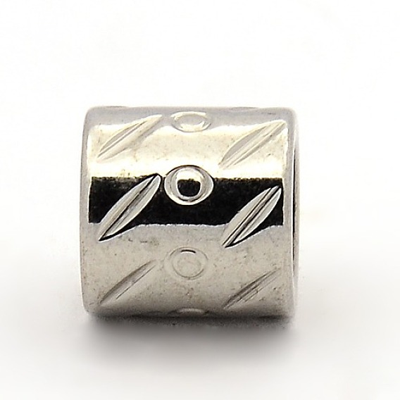 201 Stainless Steel Beads, Large Hole Column Beads, 10x10mm, Hole: 6mm