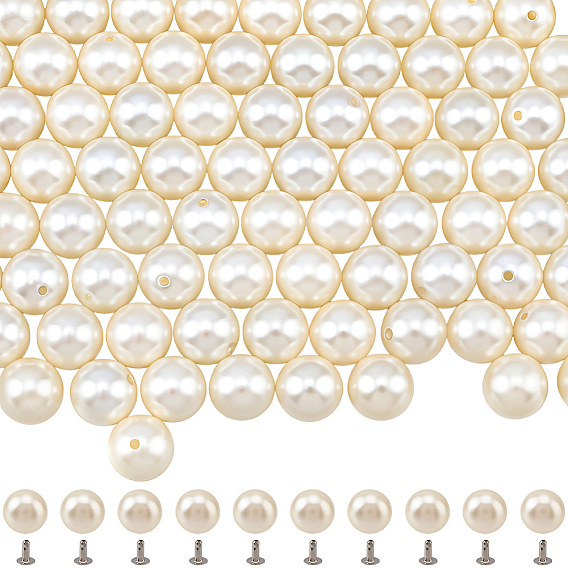 ABS пластик, искусственная жемчужина, заклепки, заклепки, круглые, с железной фурнитурой