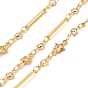 Handmade Brass Link Chain, with Glass Links, Soldered, with Spool, Star