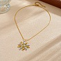 Collares con colgante de flor de acero inoxidable bicolor para mujer