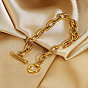 Bracelet à maillons ovales en acier inoxydable plaqué or avec breloque trombone pour femme