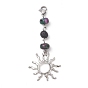 Natural & Synthetic Gemstone Pendant Decorations, with 304 Stainless Steel Clasp and Alloy Pendants, Sun